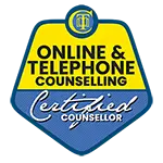 Online and Telephone Counselling accreditation badge.